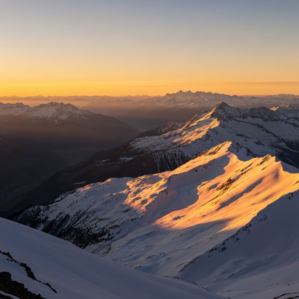 Golden sunrise over the Swiss Alps