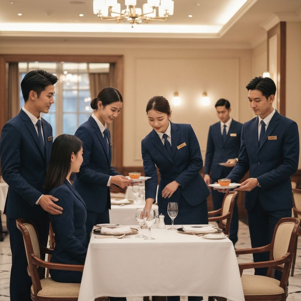 Students practicing restaurant service