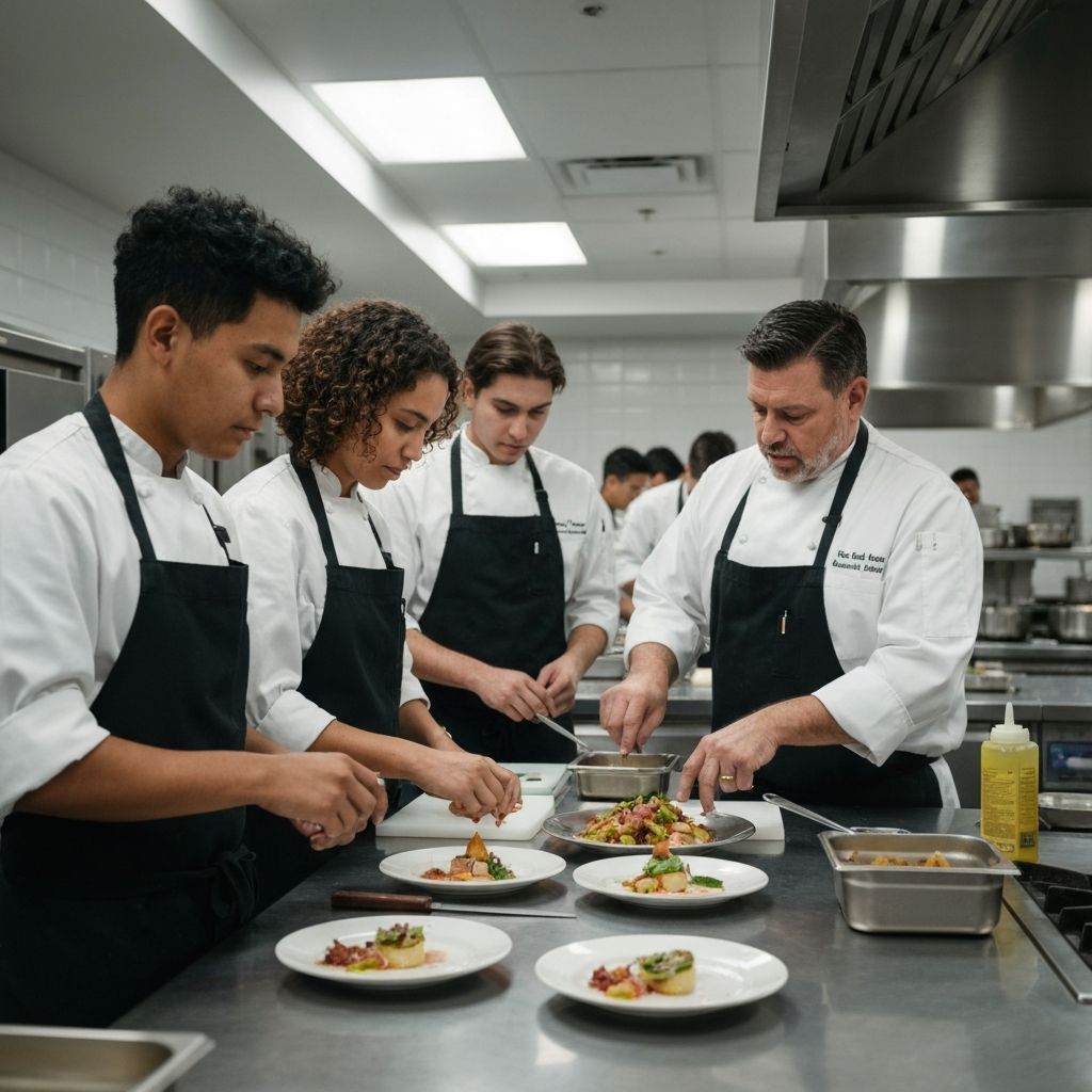 EHL students in practical culinary training
